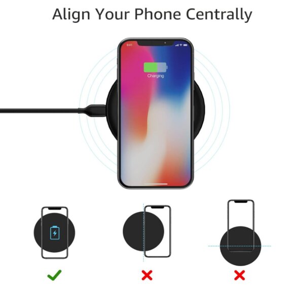 Amazon Basics 15W Qi Certified Wireless Charging Pad iPhone 16/15/14/13/12/11/X - Picture 4 of 13